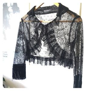 Classic Italian Lace and Fringe bolero, cover up, bridgerton inspired, small